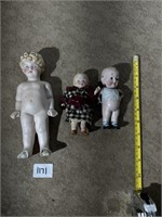 Three German character all bisque dolls incl