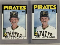 (2) 1986 JIM LEYLAND ROOKIE TOPPS CARDS