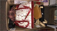 Box lot of ladies purses and some scarves (420)