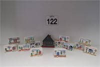 Hand Painted Wood Block House Scenes - Signed