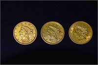 Three $2.50 Gold Coins