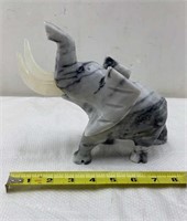 Marble elephant sculpture - tusk was glued
