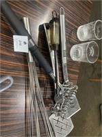 Scrappers, EXLrg wisk, Spatulas, 2 Grill Brushes,