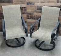 (2) Outdoor Metal Frame Swivel Chairs