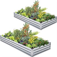 Veezyo Galvanized Raised Garden Bed Kit - Metal Ra