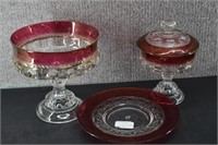 3 Pieces of Indiana Glass Kings Crown Thumbprint