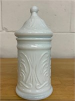 MCM Milk Glass FEATHER SCROLL APOTHECARY JAR