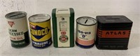 5 tin adv. Banks; Sunoco, Conoco, Atlas, etc.