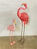 Painted Metal Flamingos