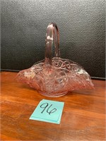 VTG LE Smith pink art glass basket