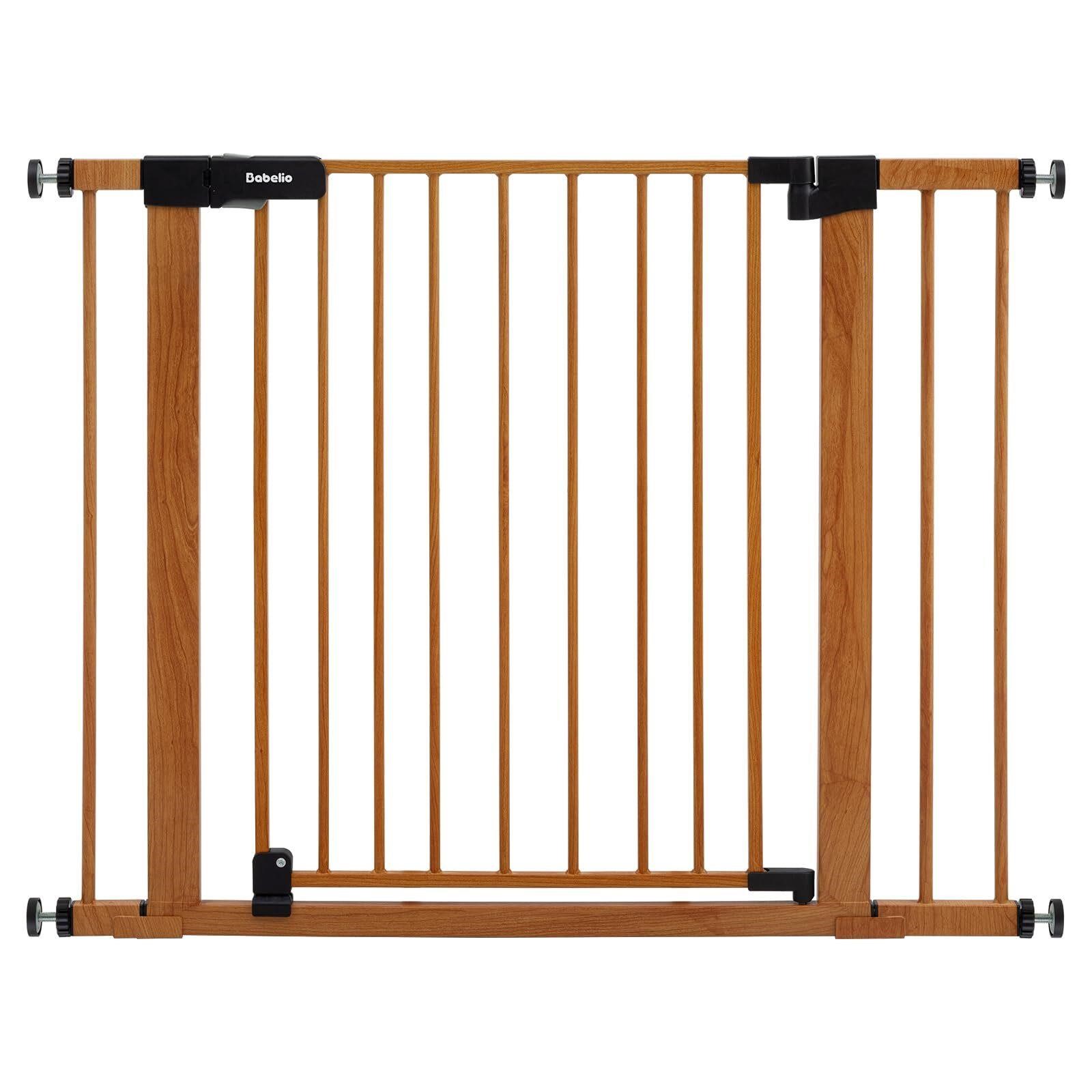 BABELIO 29-40" Metal Baby Gate with Wood Pattern,