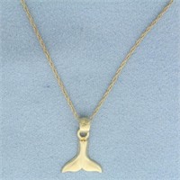 Whale Tail Necklace in 14k Yellow Gold