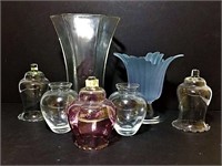 Clear Glass Vases & Candle Holders Lot of 7