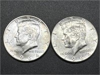 (2) 1964 Kennedy Silver Halves Uncirculated