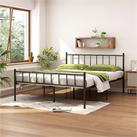 Queen Size Metal Platform Bed Frame With Heavy