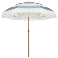 TE9505  AMMSUN 7ft Fringe Patio Umbrella, Dusty Bl