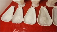 Fenton Oval Footed glass dish & milk glass vases
