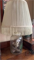 Gallon Jar Lamp w/Petrified Wood, Jawbone & More