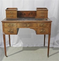 Antique Flame Mahogany Desk - Leather Top