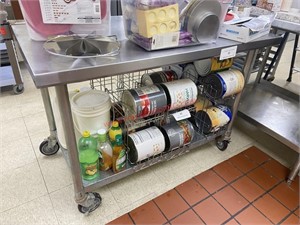 S/S PREP TABLE ON CASTERS W/ CAN OPENER
