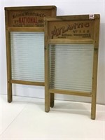 Lot of 2 Wood & Glass Washboards Including