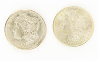 Coin 2 Morgan Silver Dollars-1900 & 1921-AU