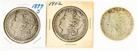 Coin 3 Morgan Silver Dollars-1897-S/1898-O/1902-F
