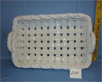 lg. porcelain basket weave tray