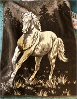 Blanket / Throw Brown w/ horses