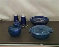 Box-Blue Glass Salt Pepper Shakers, Small C