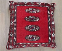 Large Red Bokhara Rug Faced Pillow