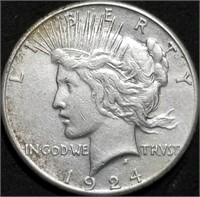 1924-S Peace Silver Dollar from Set