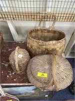 (3) Old Wicker Baskets, Various sizes, Includes ra