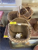 (4) Old Wicker Baskets, various Sizes