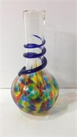 Blue Wrap Art Glass Vase.  U16A