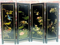 Chinese Export 4 Panel Lacquer Table Screen
