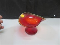 Red Iridescent Carnival Glass Hat 5&1/2" x 4&1/4"