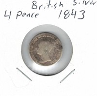 British Silver 4 Pence - 1843