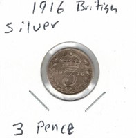1916 British Silver 3 Pence