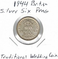 1944 British Silver Six Pence - Traditional