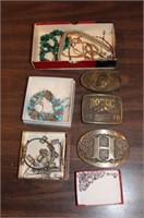3 Belt Buckles, Pocket Watches, Rings & Jewelry