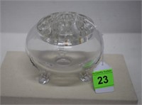 Clear Glass Flower Frog w/ Footed Bowl