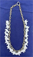 Antique Celluloid Chain Necklace w/ Elephants