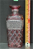 Cranberry cut glass decanter