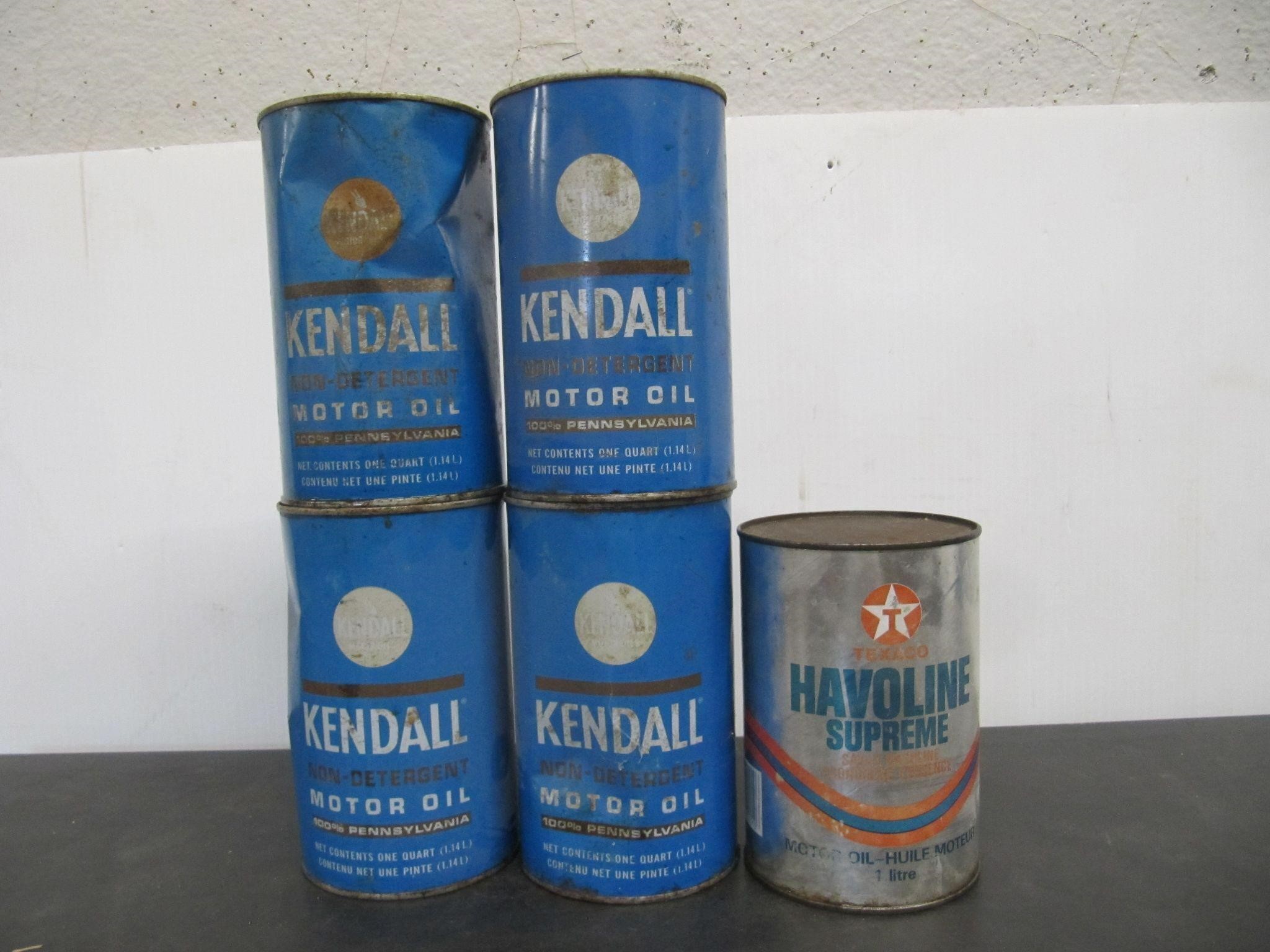 HALVOLINE (FULL) & KENDALL OIL (2 EMPTY)