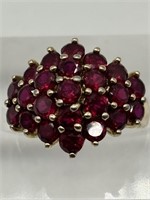Sterling & Gold Vermeil Natural Ruby Cluster Ring