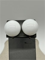 1940's Milk Glass Button Style Earrings