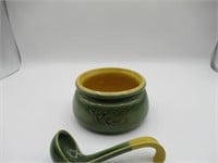 STONEWARE SAUCE DISH WITH SPOON