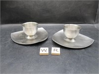 2 STANLESS STEEL CANDLE HOLDERS