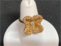 18K Yellow Gold Diamond Ring Hand Crafted